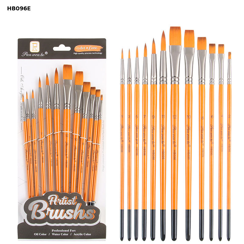 Gift To Love | Paint Brush Flat N Round | Pcs : 12 Pcs | Code : HB096E