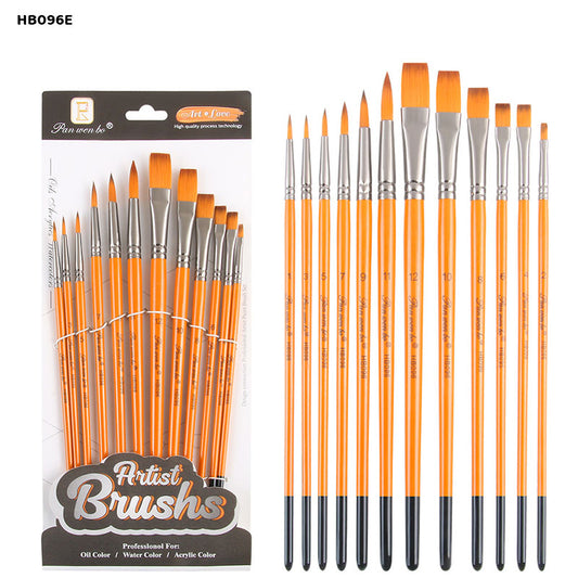 Gift To Love | Paint Brush Flat N Round | Pcs : 12 Pcs | Code : HB096E