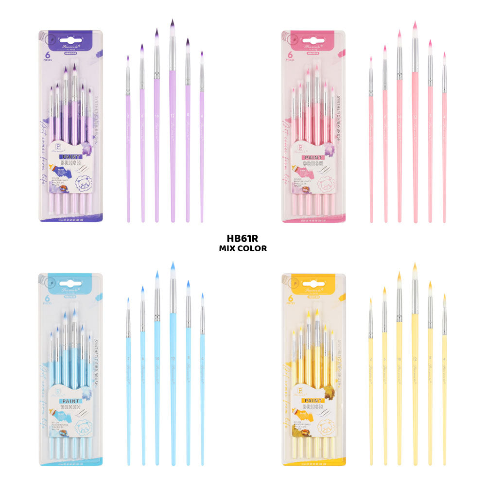 Hb61R 6Pc Paint Brush Round