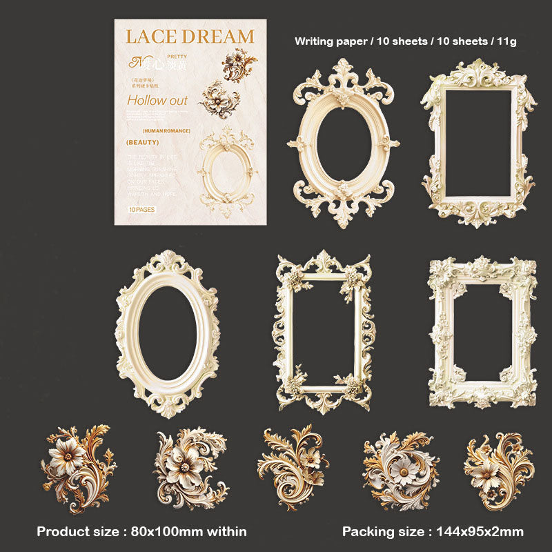Hgdhbmj006 Lace Dream Frame Cutout Sticker 10Pc-Gift To Love-Art & Craft