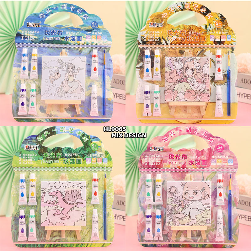 Hl9065 10X10Cm 3Pc Canvas Board With 1 Easel N Color Kit