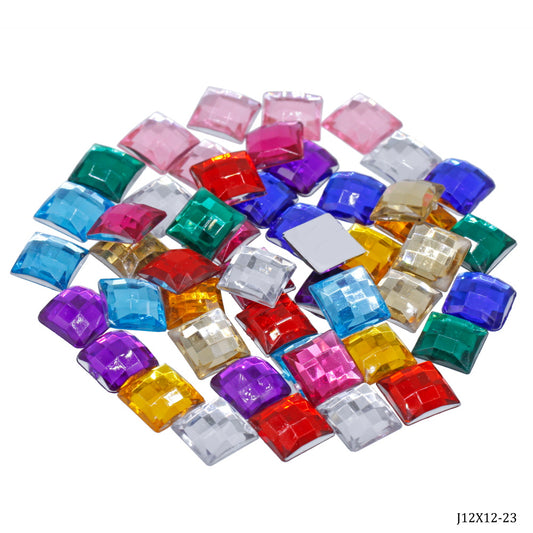 Gift To Love | Kundan Stone Diamond Square Small | Pcs : 50 Pcs | Code : J12X12-23