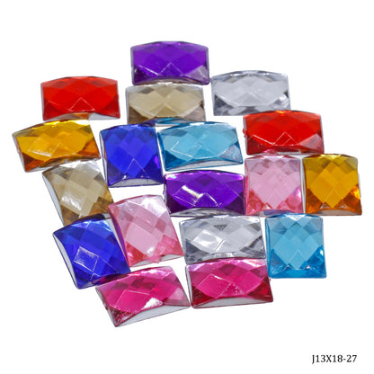 Gift To Love | Kundan Stone Diamond Rectangle Medium | Pcs : 18 Pcs | Code : J13X18-27