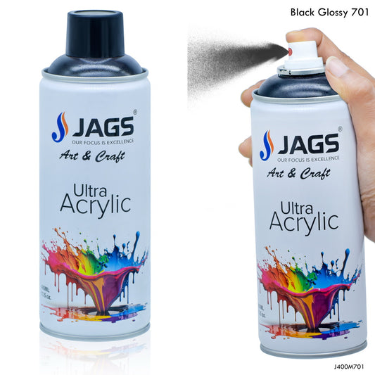 Gift To Love | Spray Ultra Acrylic | Color : Black Glossy | Size : 400 Ml | Code : J400M701
