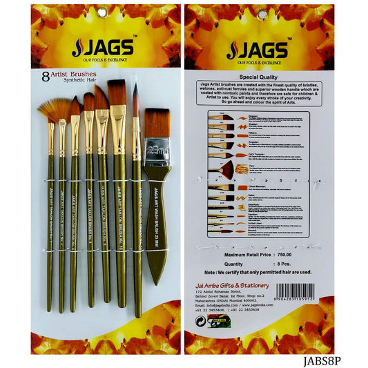 Gift To Love | Artist Brushes Synthetic Hair | Pcs : 8 Pcs Set | Code : JABS8P