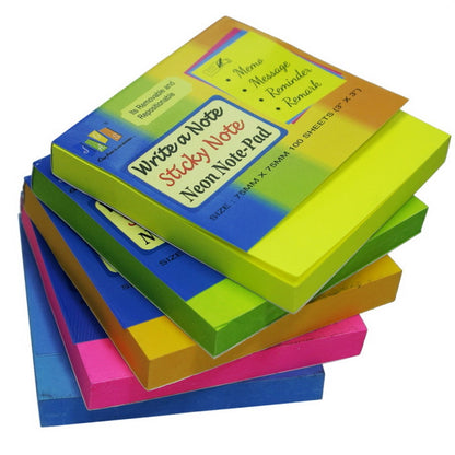 Gift To Love | Sticky Note Pad Neon | Size : 76 Mm X 76 Mm | Pcs : 100 Sheets | Code : JAGS-303