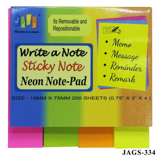 Gift To Love | Sticky Notepad Neon | Size : 19 X 76 Mm | Pcs : 200 Sheets | Code : JAGS-334