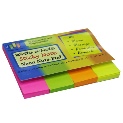 Gift To Love | Sticky Note Pad Neon Colours | Size : 25 X 76 Mm | Pcs : 200 Sheets | Code : JAGS-344