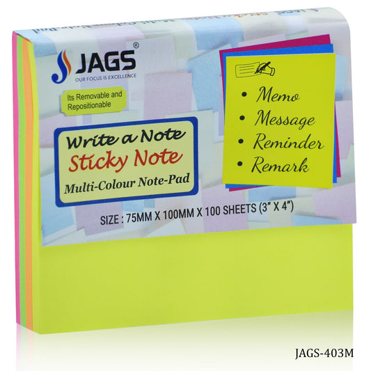 Gift To Love | Sticky Note Pad Neon Multi Colour | Pcs : 100 Sheets | Code : JAGS-403M