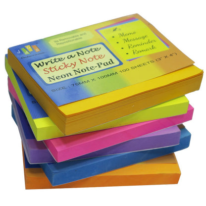 Gift To Love | Sticky Notepad Neon | Size : 75 X 100 Mm | Pcs : 100 Sheets | Code : JAGS-403