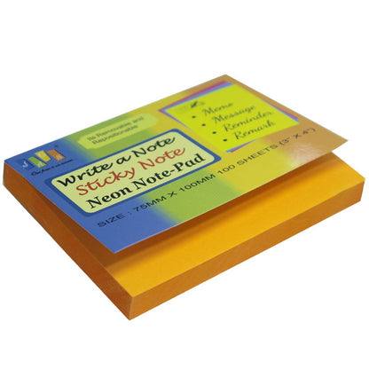 Gift To Love | Sticky Notepad Neon | Size : 75 X 100 Mm | Pcs : 100 Sheets | Code : JAGS-403