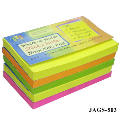 Gift To Love | Sticky Notepad Neon | Size : 75 X 125 Mm | Pcs : 100 Sheets | Code : JAGS-503