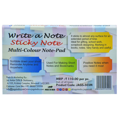 Gift To Love | Sticky Note Pad Neon Multi Colour | Pcs : 100 Sheets | Code : JAGS-503M