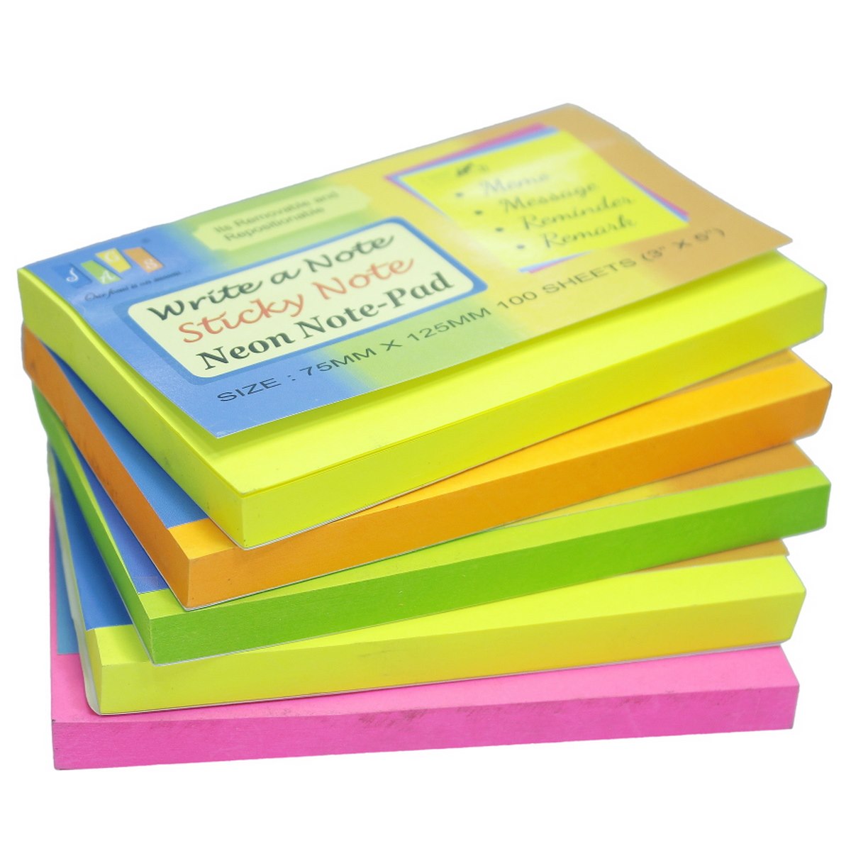 Gift To Love | Sticky Notepad Neon | Size : 75 X 125 Mm | Pcs : 100 Sheets | Code : JAGS-503