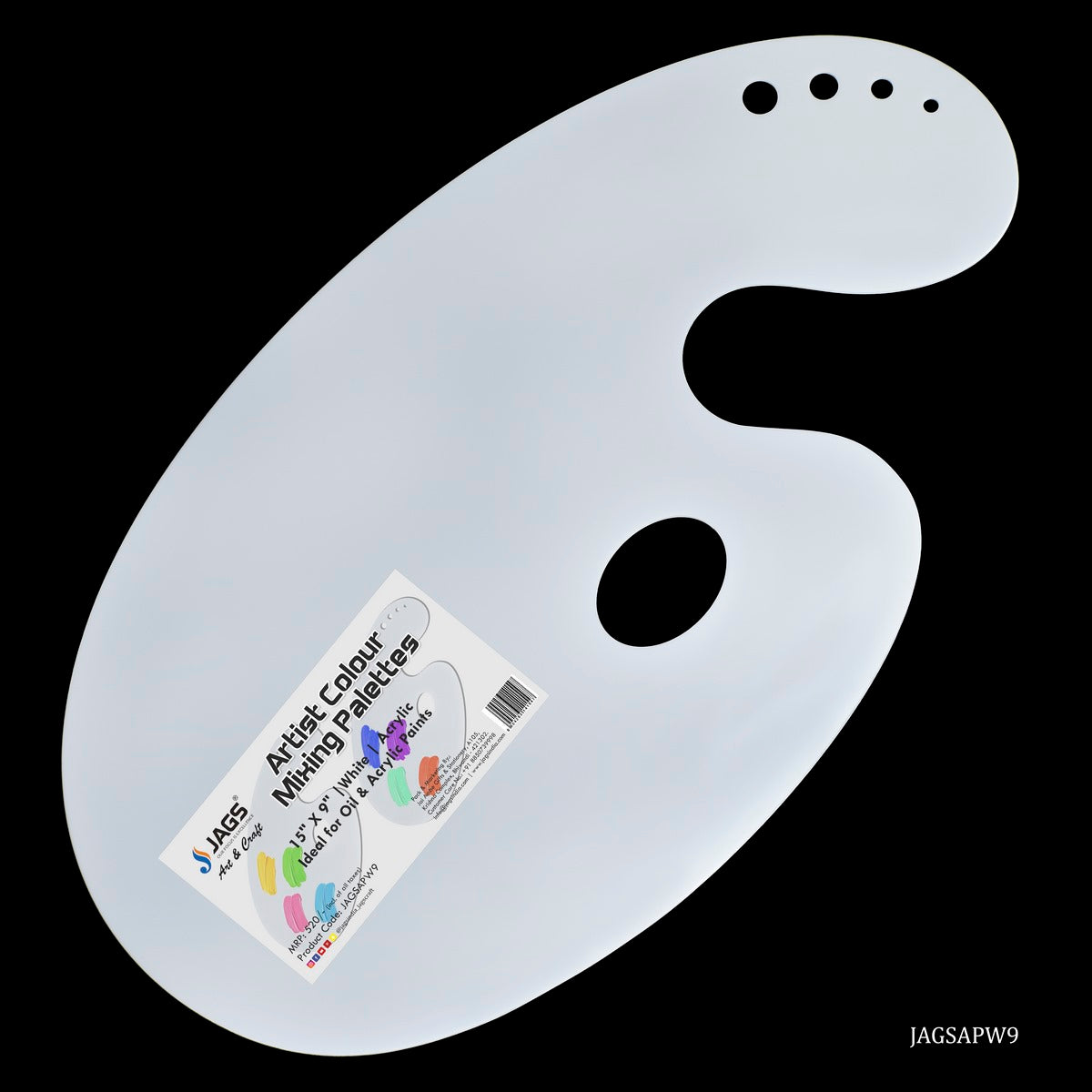 Gift To Love | Acrylic Palette Oval | Color : White | Size : 15 X 9 Big | Code : JAGSAPW9