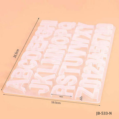 Gift To Love | Silicone Mould A To Z And 0 To 9 | Size : 36.50 X 19.5 Cm | Code : JB-533-N