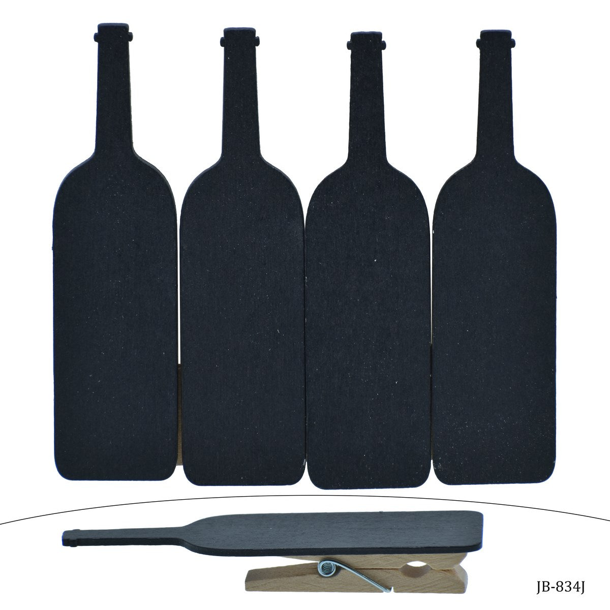 Gift To Love | Wooden Clip Bat Design | Color : Black | Pcs : 4 Pcs Set | Code : JB-834J