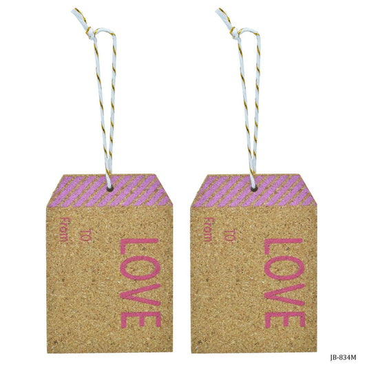 Gift To Love | Wooden Luggage Tag Cork Sheet Love | Pcs : 2 Pcs Set | Code : JB-834M