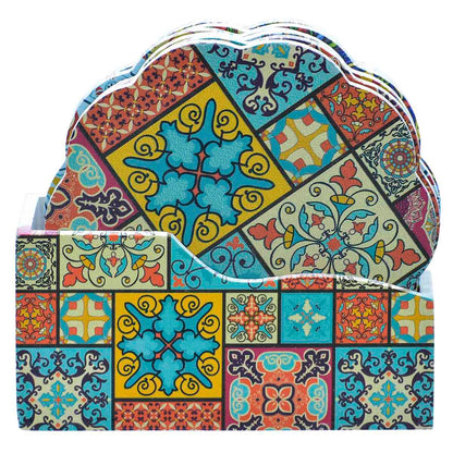 Gift To Love | Tea Coaster Printed Flower Mix Design | Pcs : 6 Pcs Set | Code : JB812-A