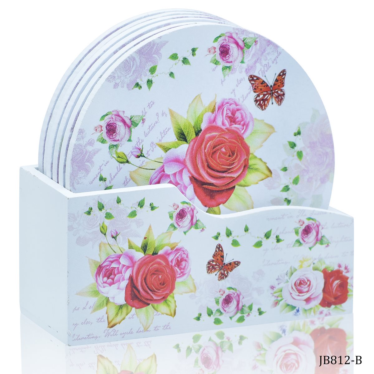 Gift To Love | Tea Coaster Printed Round Mix Design | Pcs : 6 Pcs Set | Code : JB812-B