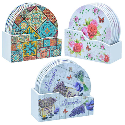 Gift To Love | Tea Coaster Printed Round Mix Design | Pcs : 6 Pcs Set | Code : JB812-B