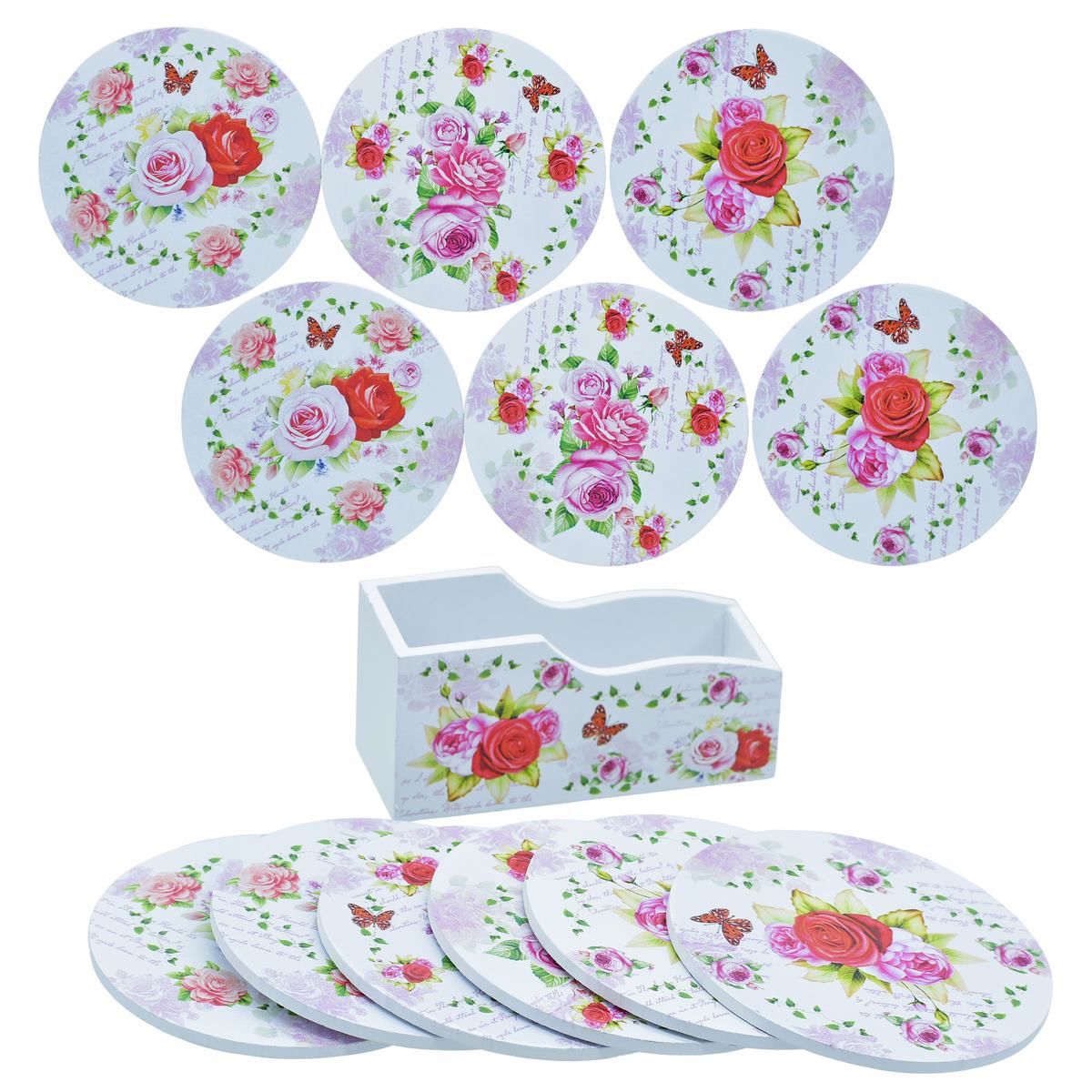 Gift To Love | Tea Coaster Printed Round Mix Design | Pcs : 6 Pcs Set | Code : JB812-B