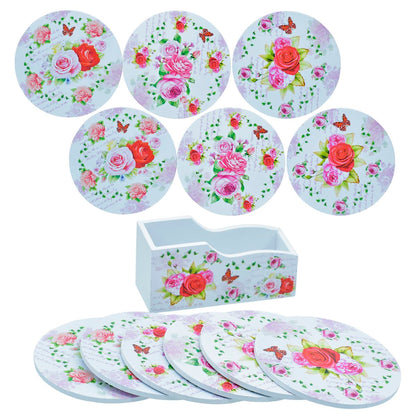 Gift To Love | Tea Coaster Printed Round Mix Design | Pcs : 6 Pcs Set | Code : JB812-B