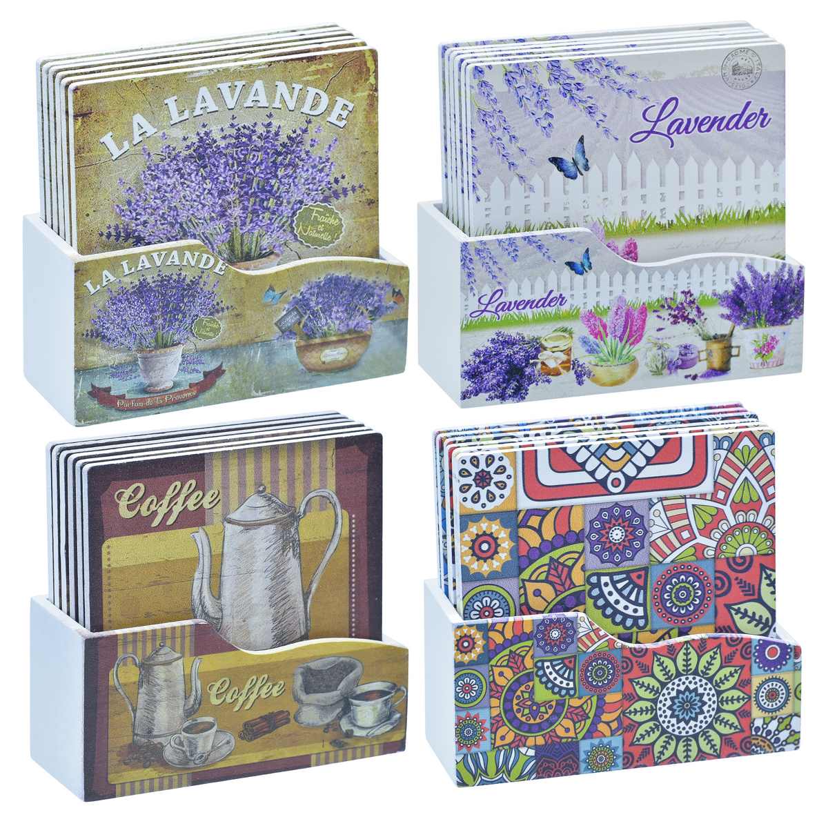 Gift To Love | Tea Coaster Printed Square Mix Design | Pcs : 6 Pcs Set | Code : JB812-C