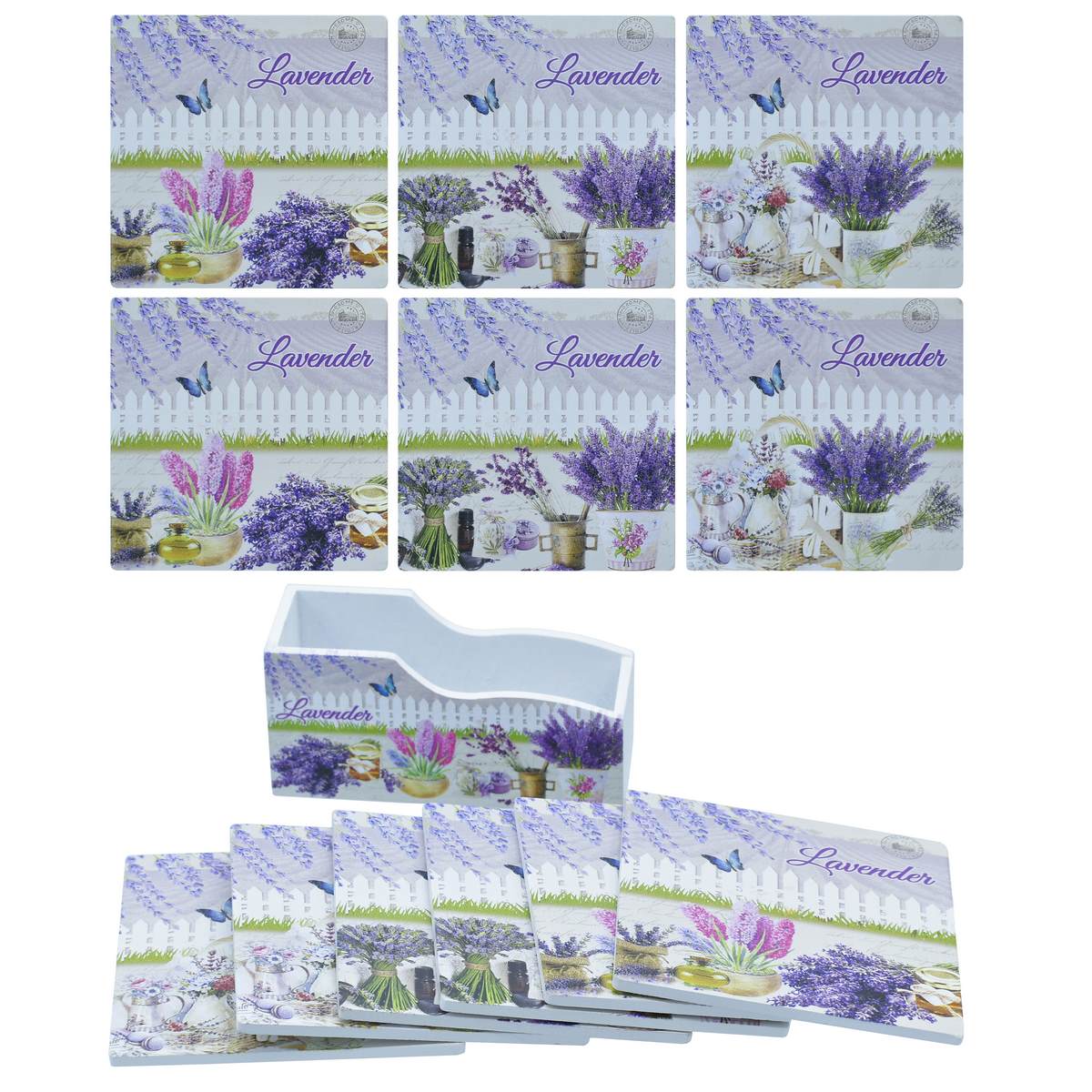 Gift To Love | Tea Coaster Printed Square Mix Design | Pcs : 6 Pcs Set | Code : JB812-C