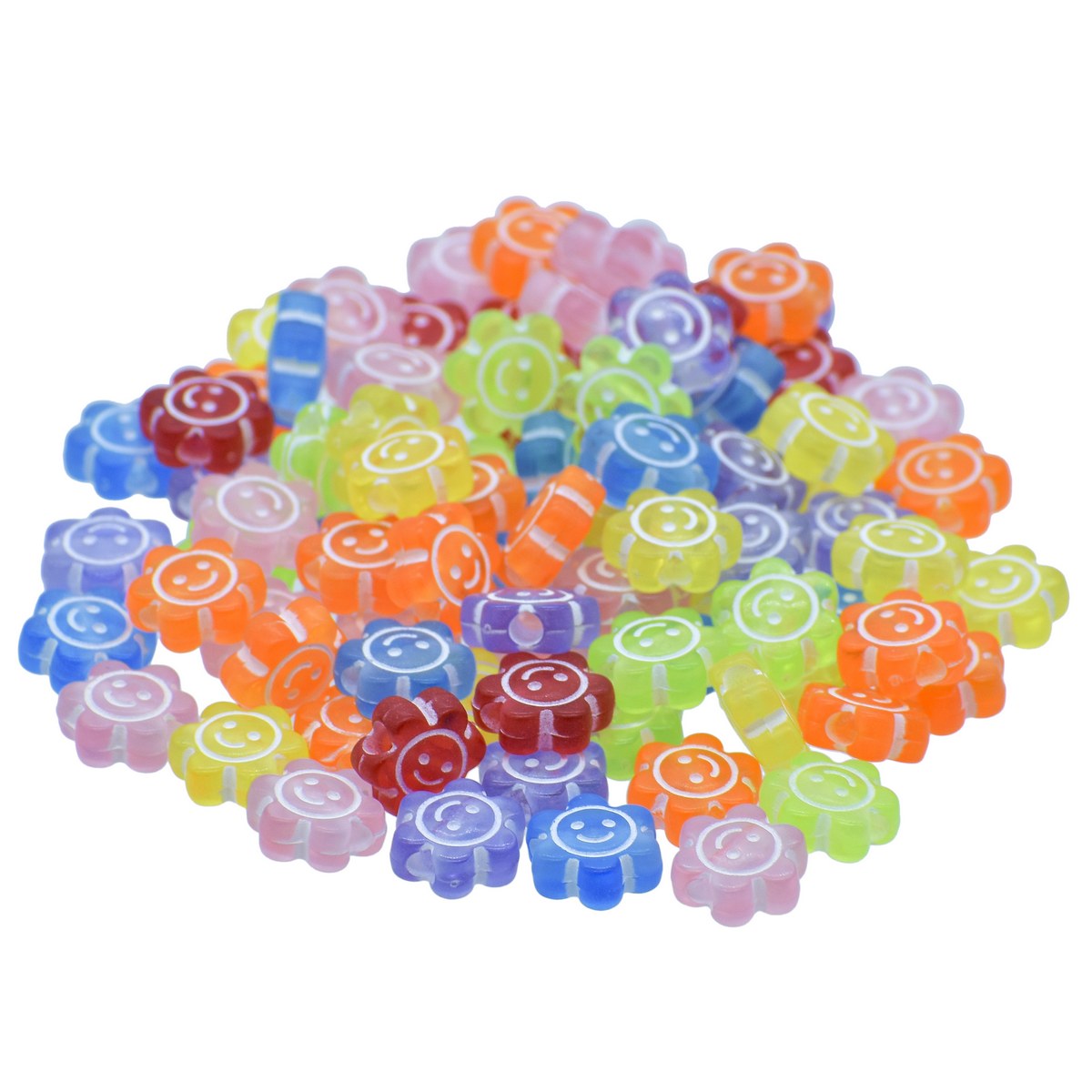 Gift To Love | Craft Beads Flower Smiley | Size : 5 X 10 Mm | Pcs : 25 Gm | Code : JCB209