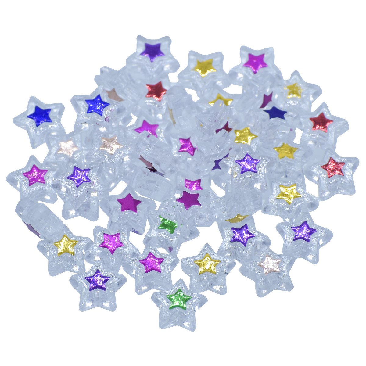 Gift To Love | Craft Beads Transparent Star | Size : 5 X 10 Mm | Pcs : 10 Gm | Code : JCB212