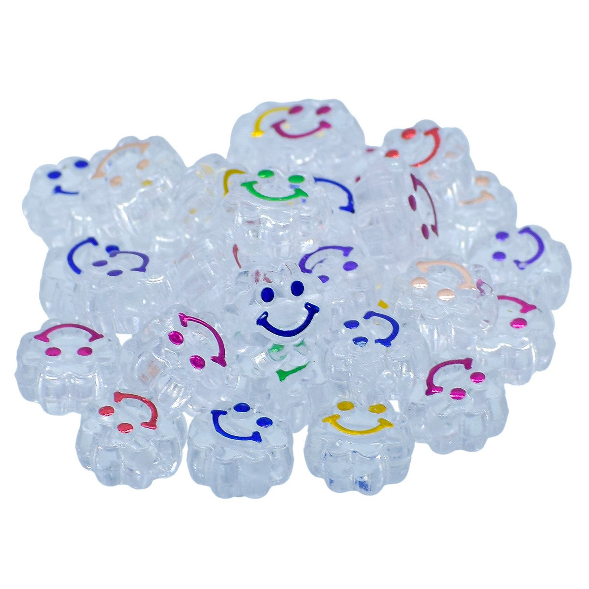 Gift To Love | Craft Beads Transparent Flower Smiley | Size : 5 X 10 Mm | Pcs : 10 Gm | Code : JCB213