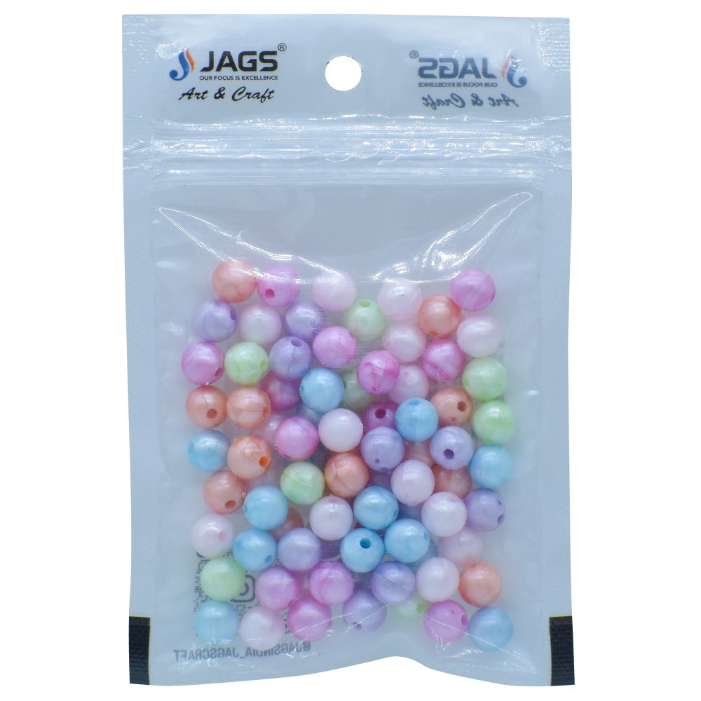 Gift To Love | Craft Beads Round | Color : Pastel Mix Colours | Size : 8 Mm | Pcs : 20 Gsm | Code : JCBR02
