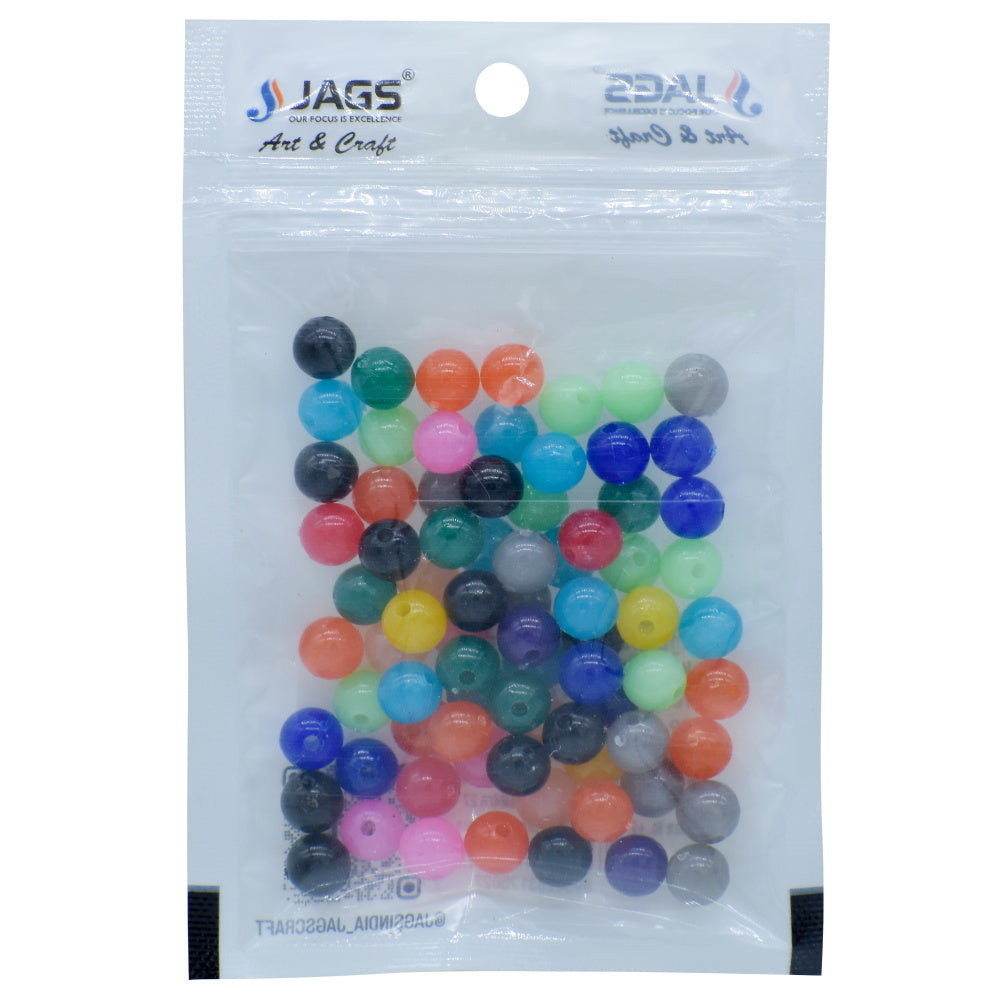 Gift To Love | Craft Beads Round | Color : Multi Colours | Size : 8 Mm | Pcs : 20 Gsm | Code : JCBR05