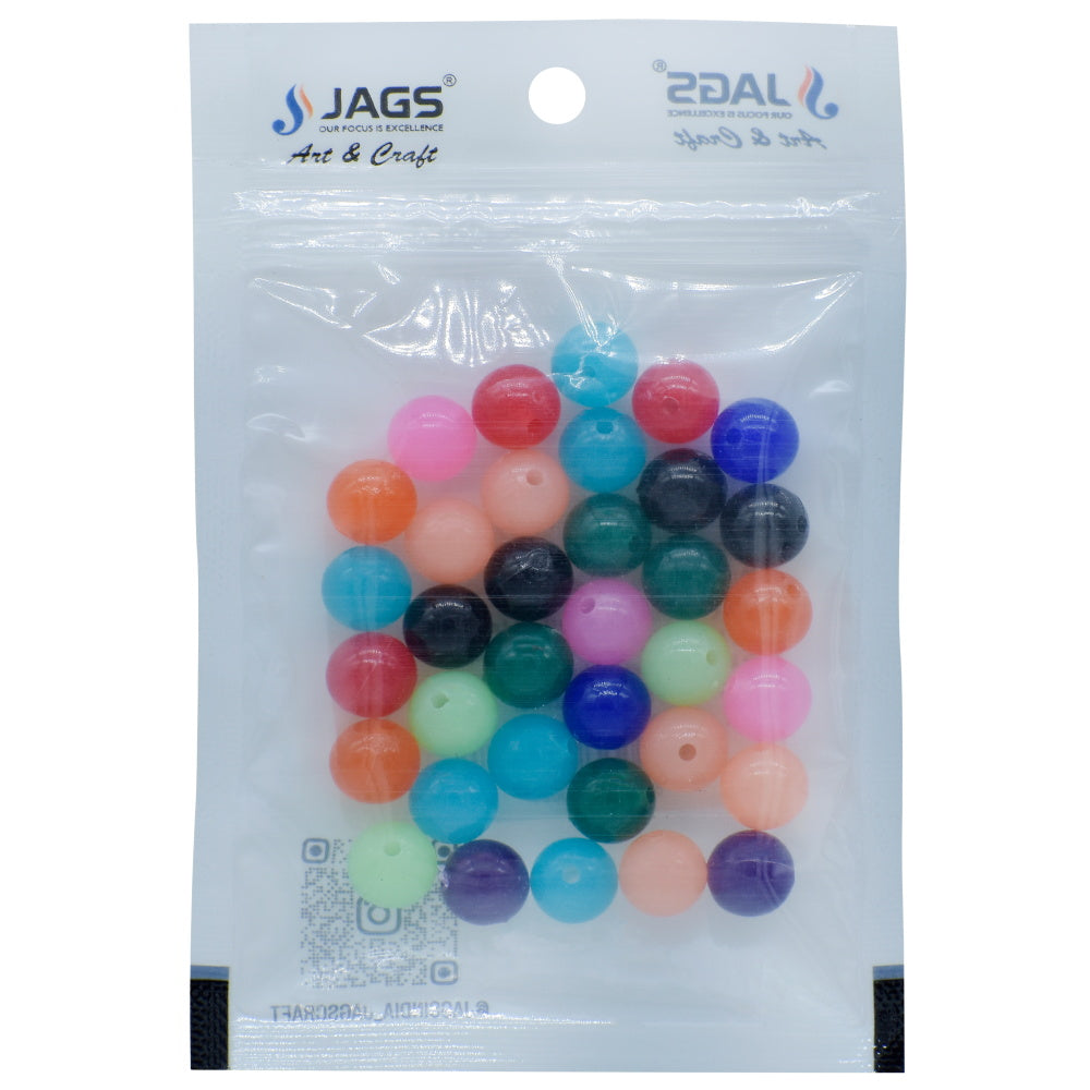 Gift To Love | Craft Beads Round | Color : Multi Colours | Size : 10 Mm | Pcs : 20 Gsm | Code : JCBR06