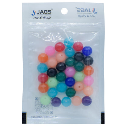 Gift To Love | Craft Beads Round | Color : Multi Colours | Size : 10 Mm | Pcs : 20 Gsm | Code : JCBR06