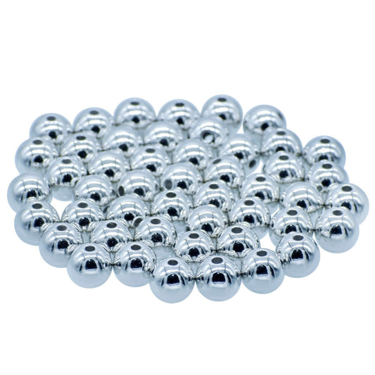Gift To Love | Craft Beads Round | Color : Silver | Size : 10 Mm | Pcs : 25 Gsm | Code : JCBSR10MM
