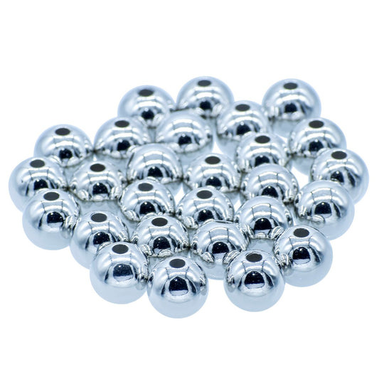 Gift To Love | Craft Beads Round | Color : Silver | Size : 12 Mm | Pcs : 25 Gsm | Code : JCBSR12MM