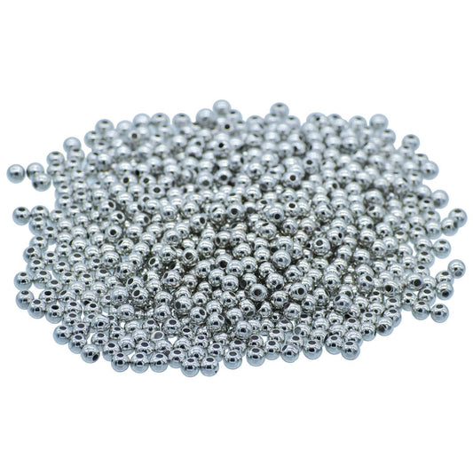 Gift To Love | Craft Beads Round | Color : Silver | Size : 4 Mm | Pcs : 25 Gsm | Code : JCBSR4MM