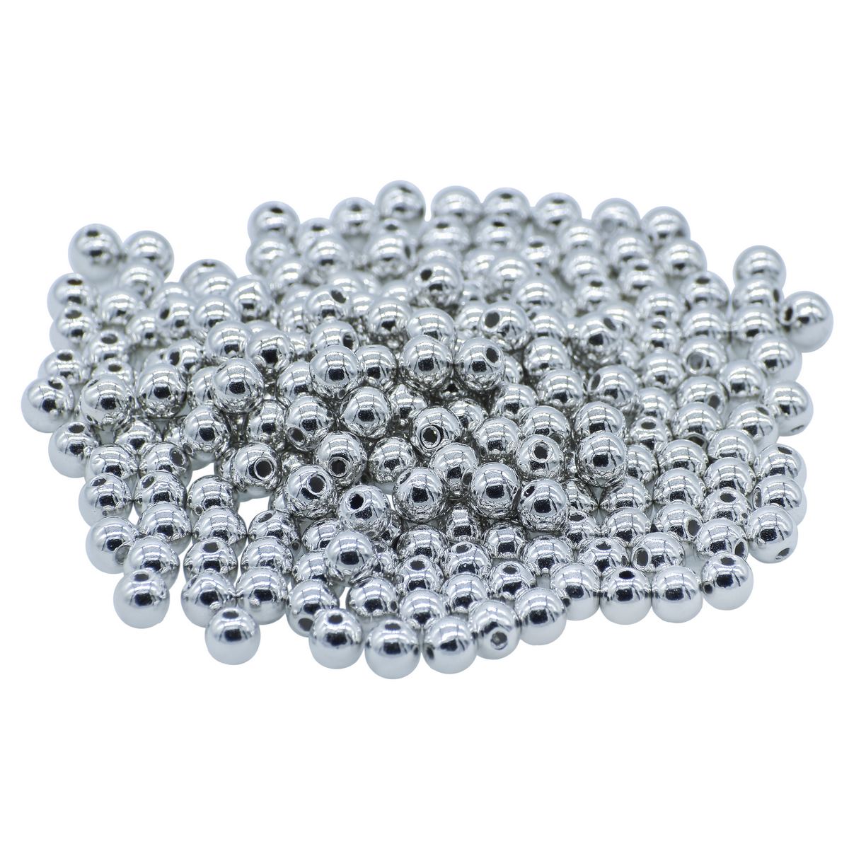 Gift To Love | Craft Beads Round | Color : Silver | Size : 6 Mm | Pcs : 25 Gsm | Code : JCBSR6MM