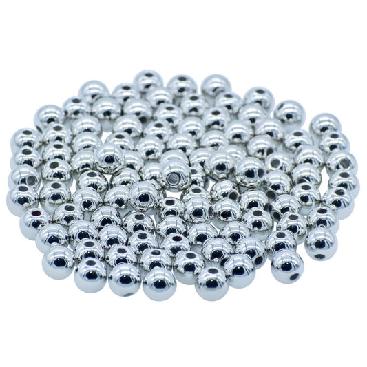 Gift To Love | Craft Beads Round | Color : Silver | Size : 8 Mm | Pcs : 25 Gsm | Code : JCBSR8MM