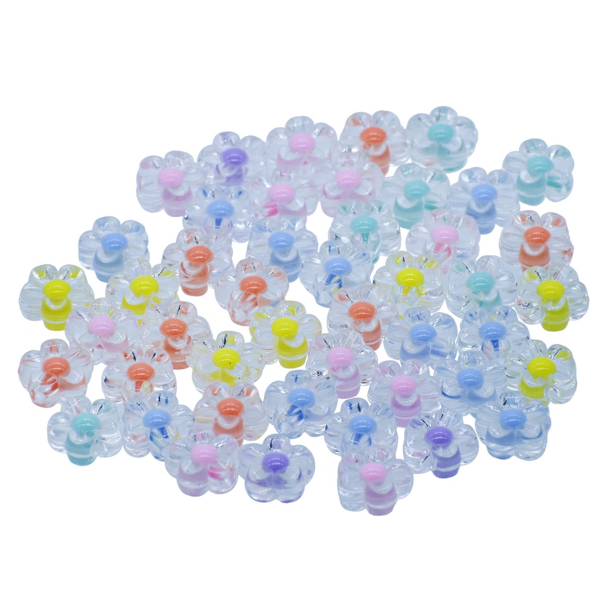 Gift To Love | Beads Two Ton Transparent Flower | Pcs : 25 Gm | Code : JCCP28