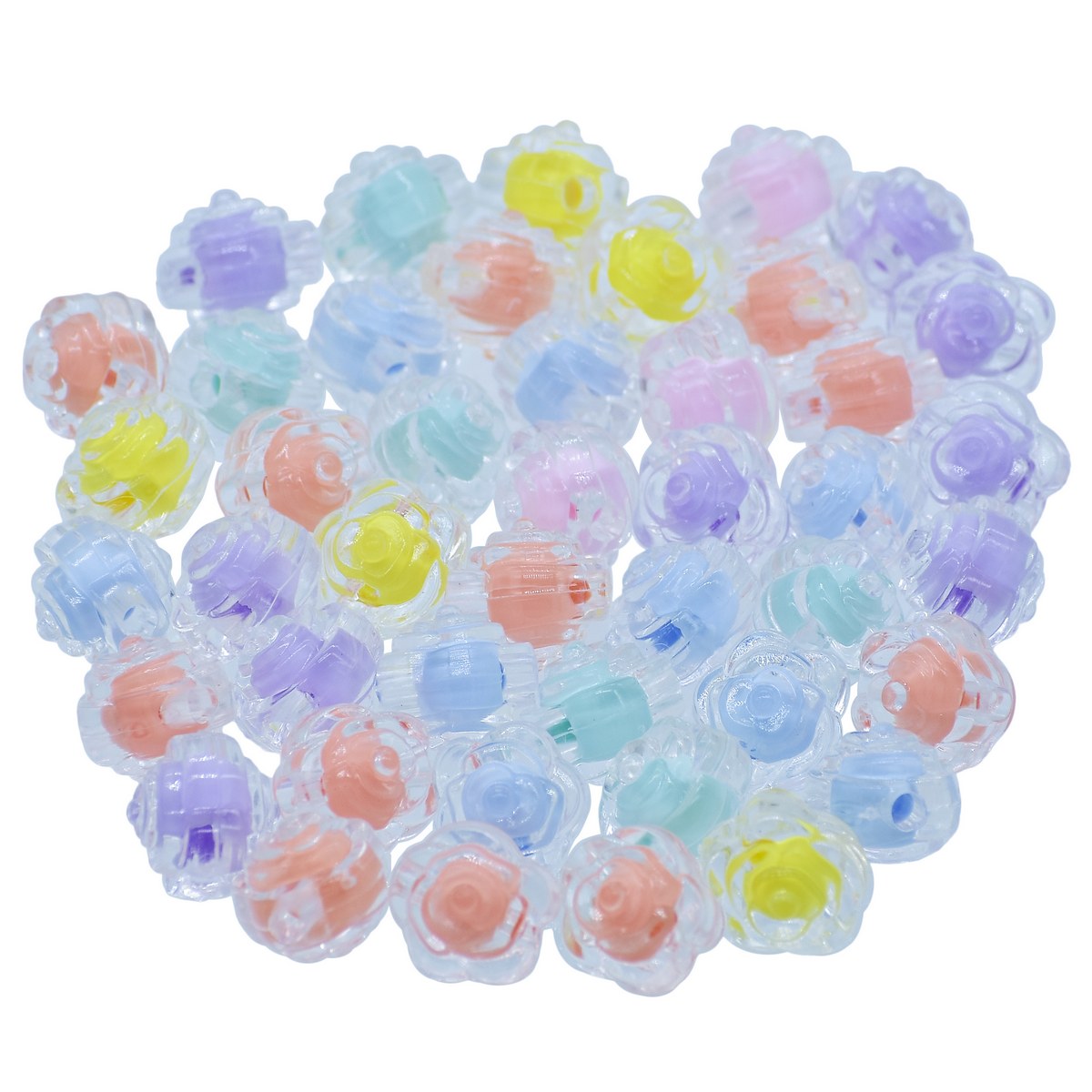 Gift To Love | Beads Two Ton Transparent Rose Flower | Pcs : 25 Gm | Code : JCCP30