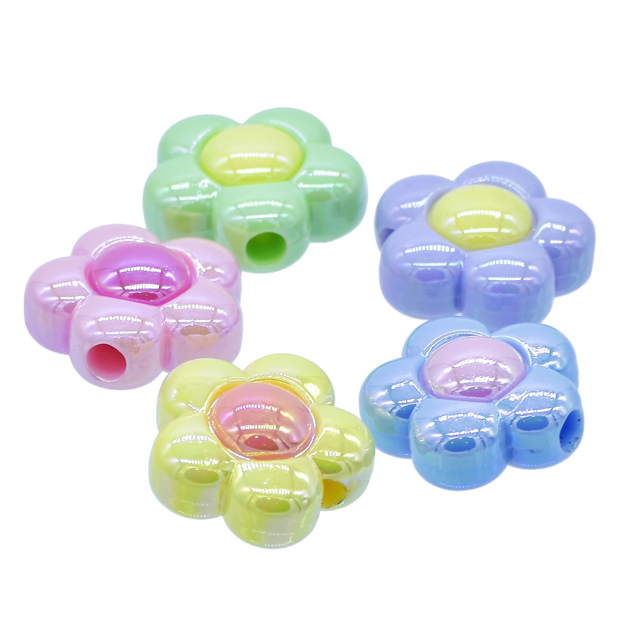 Gift To Love | Beads Two Colour Flower | Pcs : Set Of 5 Pcs | Code : JCCP41