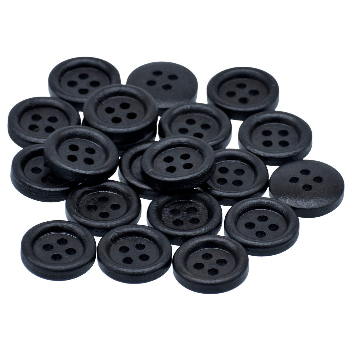 Gift To Love | Craft Decorative Button Round | Color : Black | Size : 15 Mm | Pcs : 20 Pcs | Code : JCDBD15MM