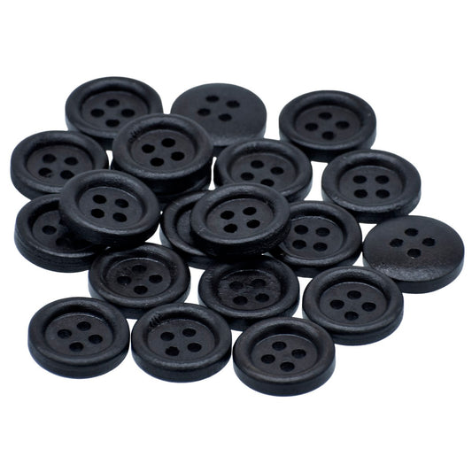 Gift To Love | Craft Decorative Button Round | Color : Black | Size : 15 Mm | Pcs : 20 Pcs | Code : JCDBD15MM