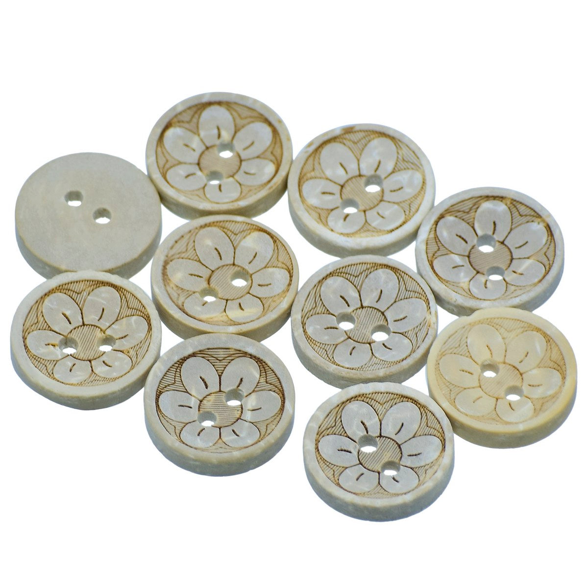Gift To Love | Craft Decorative Button Round Flower | Size : 24L | Pcs : 10 Pcs | Code : JCDBP42