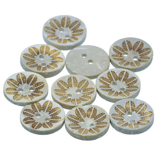 Gift To Love | Craft Decorative Button Round Flower | Size : 24L | Pcs : 10 Pcs | Code : JCDBP43