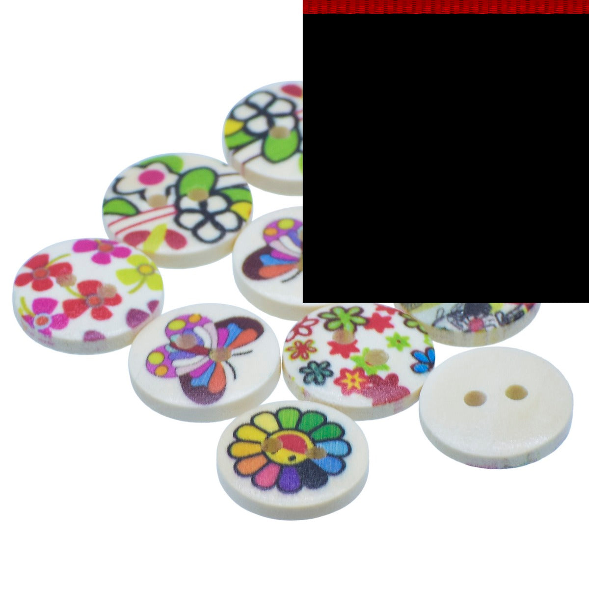 Gift To Love | Craft Decorative Button Round Printed | Size : 24L | Pcs : 10 Pcs | Code : JCDBP44
