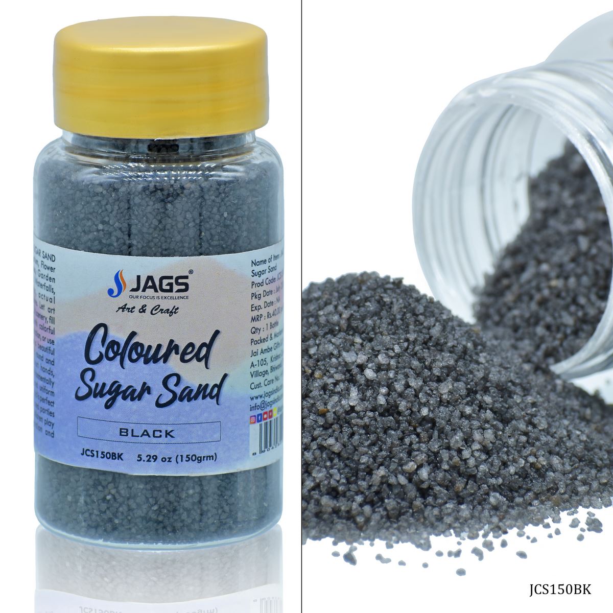 Gift To Love | Coloured Sugar Sand | Color : Black | Pcs : 150 Gms | Code : JCS150BK
